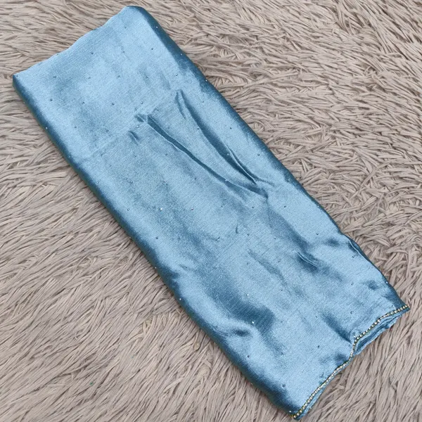 Soft Crushed Satin Hijabs with Stone Border | HJ19